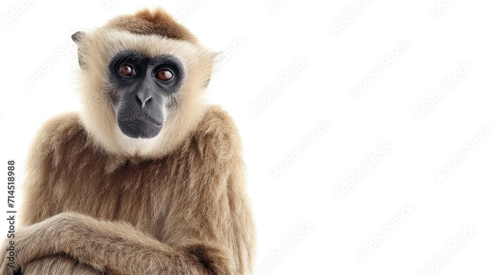 gibbon on isolated white background.
