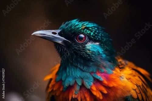Beautiful colorful bird with vibrant feathers. Generative AI