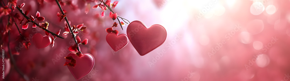 Hearts Hanging From Tree Branches, A Festive Display of Love and Affection