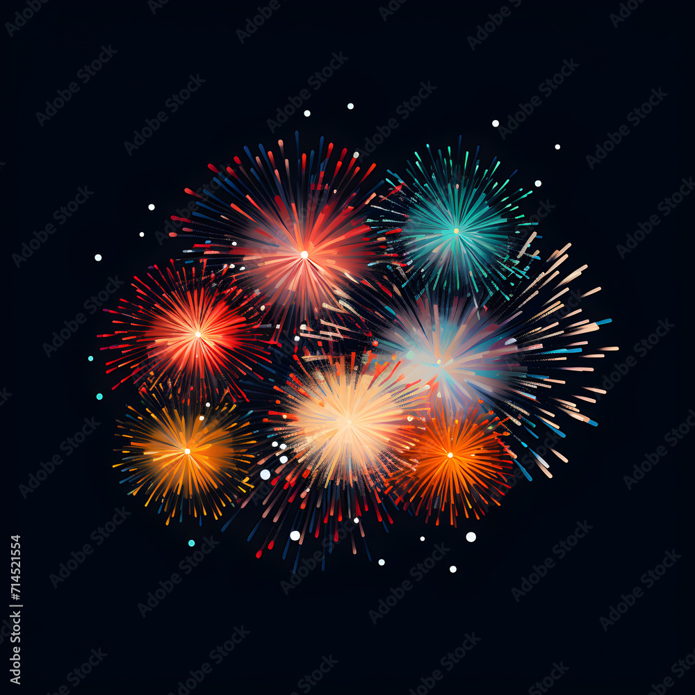 Naklejka premium Holiday Fireworks: Night Lights Joy, created by AI