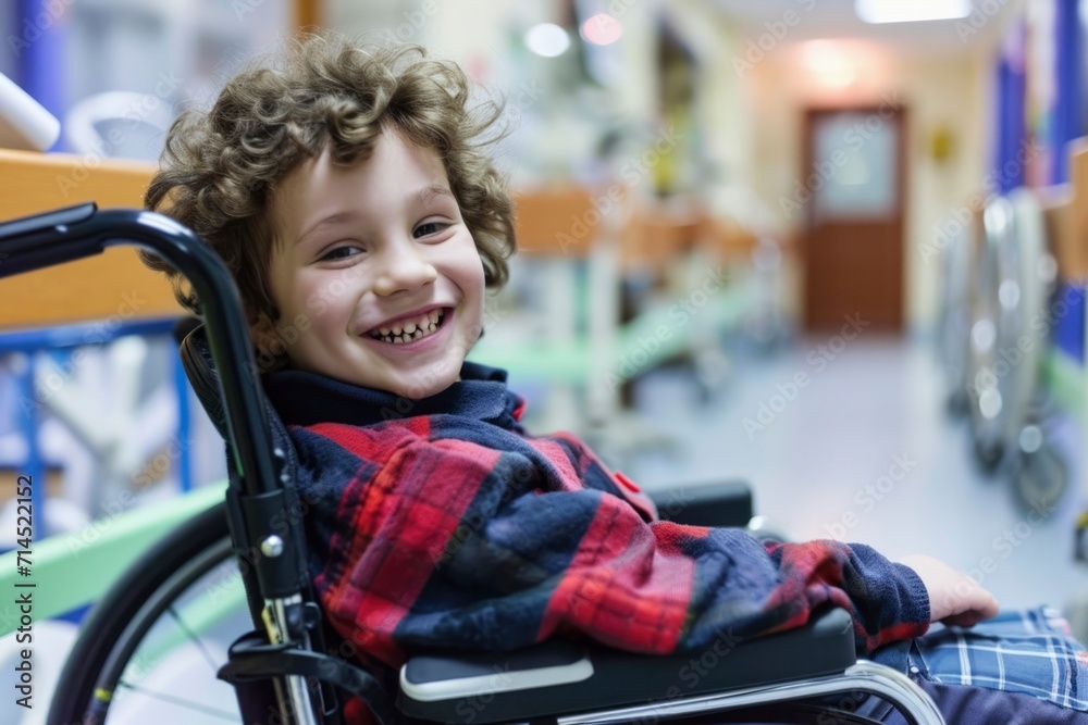 Photo of a child sitting in a wheelchair Photo of a child sitting in a wheelchair