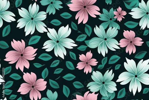Amazing seamless floral pattern with bright colorful flowers and leaves on a white background. The elegant the template for fashion prints. Modern floral background. Folk style. Generative AI