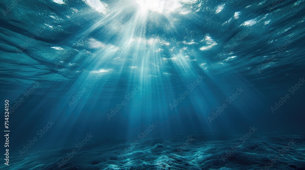 The sun's rays illuminate the bottom of the sea
