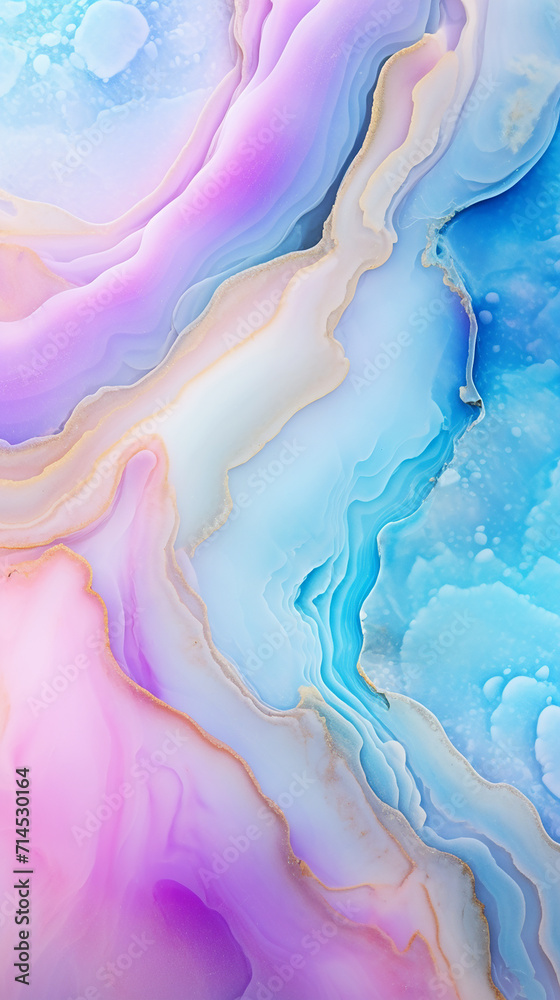 Fototapeta premium Marble abstract background with blue, pink and white colors. Liquid marble pattern.