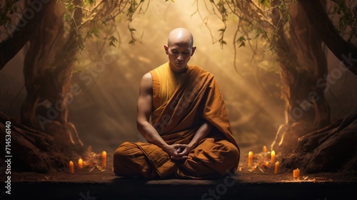 monk in meditation, timeless representation of inner peace