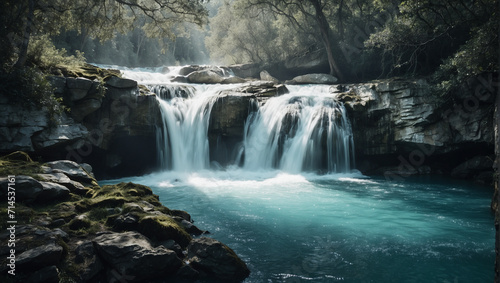Capturing the Essence of Time in a Waterfall's Flow, landscape