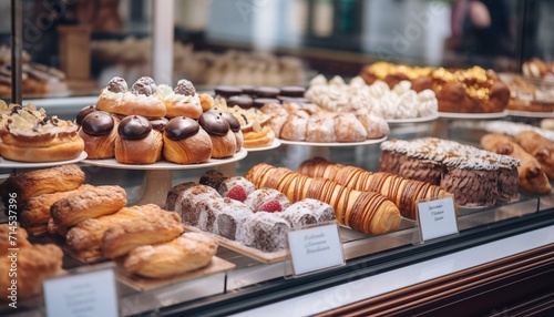 pastry shop, pastries in focus 