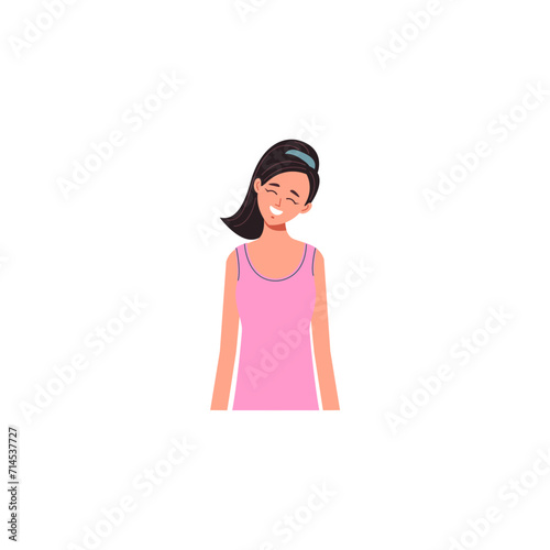 set of poses of people wearing cool pink clothes caucasian