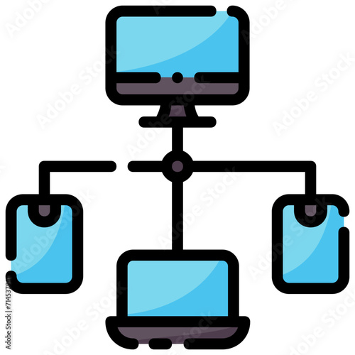 distributed data filled outline vector icon