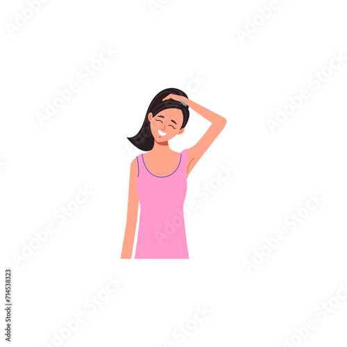 set of poses of people wearing cool pink clothes caucasian