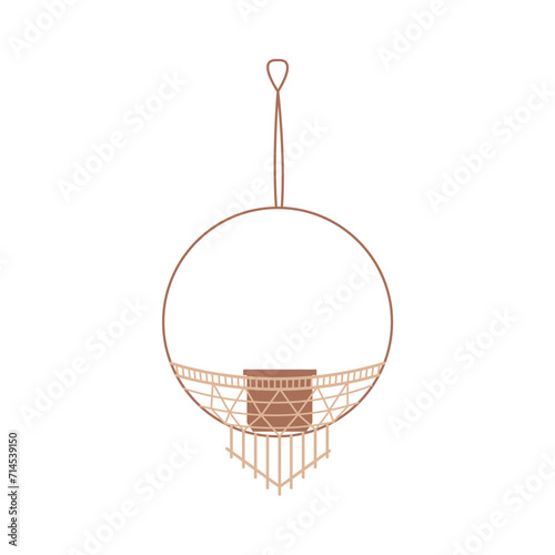pot set with rope hanger plant