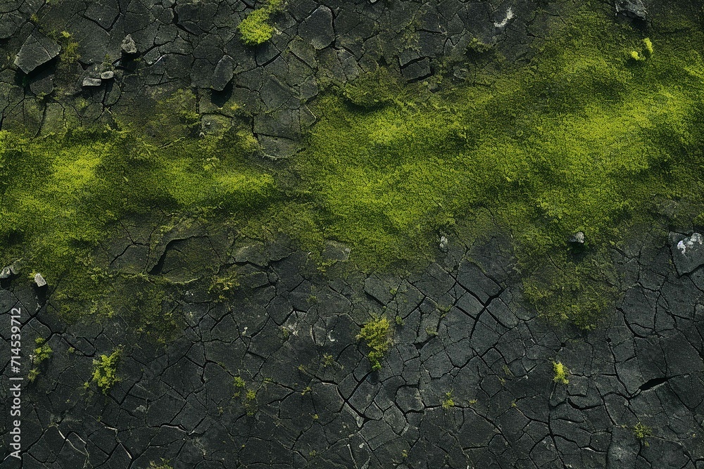 asphalt texture with a green tint, top view
