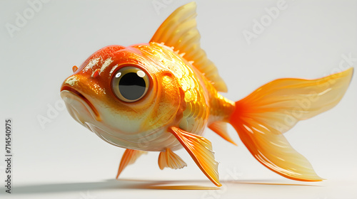 goldfish swimming gracefully in a white background 