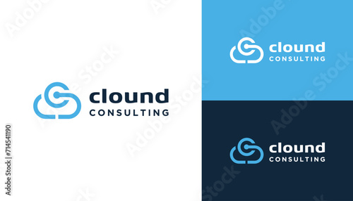 Initial Letter C Sky Clouds for Environment and Weather Seasons Logo Design