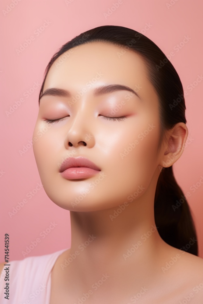 Asian young woman with closed eyes, sleeping girl. psychology of cognition of the inner world, meditation, dreams and sleep. Asian young woman with closed eyes, sleeping girl. psychology of cognition of the inner world, meditation, dreams and sleep.