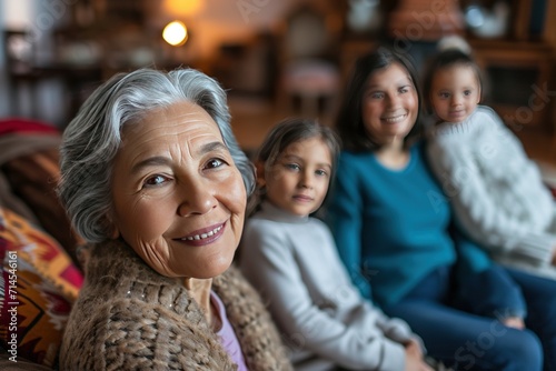 Happy Elderly with Grandchildren Smiling Senior with Loving Family