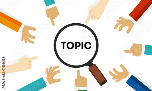 Topic news message issue text in focus magnifier