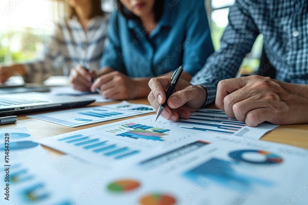 business group team marketing pointing to analyze financial investment graphs, generative ai business group team marketing pointing to analyze financial investment graphs, generative ai
