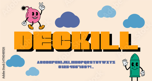 DECKILL FONT VECTOR DISPLAY UPPERCASE PLAYFUL RETRO VINTAGE EDITABLE