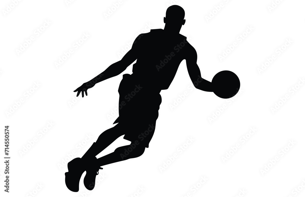 Vector set of Basketball players silhouettes, Man basketball player silhouette vector
