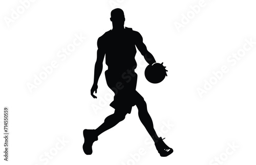 Vector set of Basketball players silhouettes, Man basketball player silhouette vector 