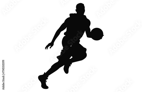 Vector set of Basketball players silhouettes, Man basketball player silhouette vector
