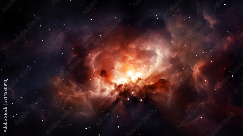 Stars, Star birth, outer space purple nebula clouds, ai-generated