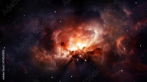 Stars, Star birth, outer space purple nebula clouds, ai-generated