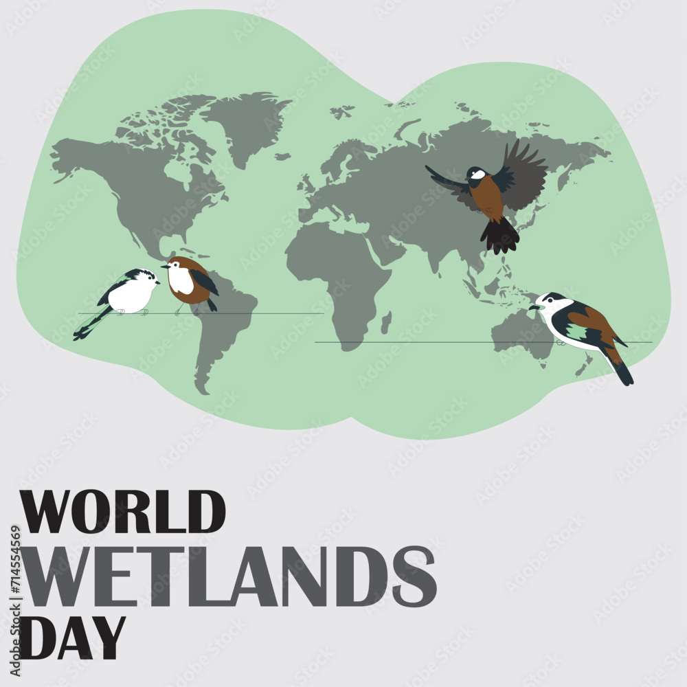 Naklejka premium World Wetlands Day inscription. banner, poster, art, card, flyer, and design concept for World Wetlands Day. 