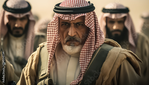 Portrait of an Arab warrior in an arafat photo