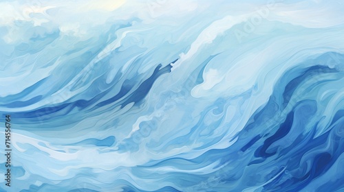 Abstract blue ocean water wave texture background. Color gradient paint splash design concept. Created with Generative AI