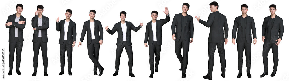3D Render : set of male character is standing and wearing the business outfit with different body action, PNG transparent, isolated for graphic resource 3D Render : set of male character is standing and wearing the business outfit with different body action, PNG transparent, isolated for graphic resource