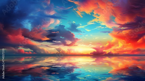  Abstract vivid sky at sunset, copy space, 16:9