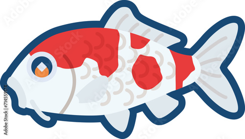 かわいいニシキゴイ（紅白）のイラスト