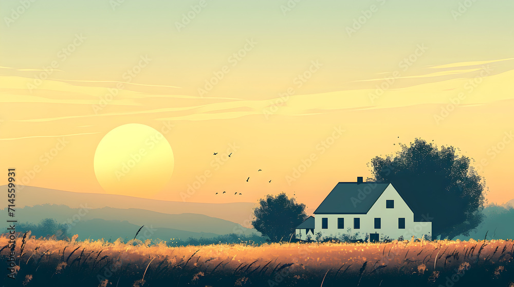 House on a Grassy Field
