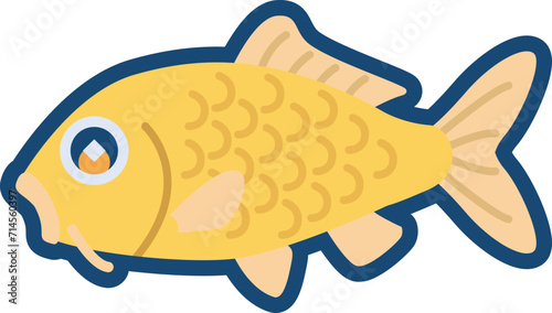 かわいいニシキゴイ（からし鯉）のイラスト