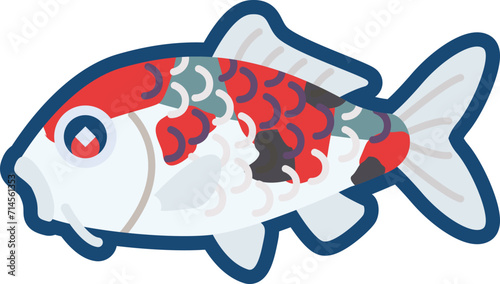 かわいいニシキゴイ（五色）のイラスト