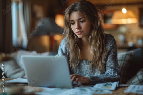 European woman pays bills online via laptop © yevgeniya131988