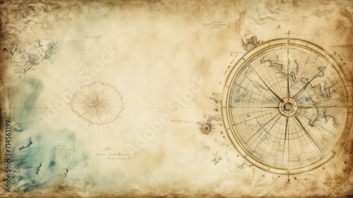  Vintage Abstract Nautical Map with Compass Rose photo