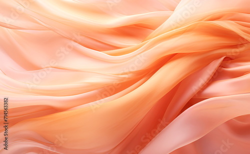 Abstract silk textured backdrop peach fuzz color. Modern digital abstract 3D background . 