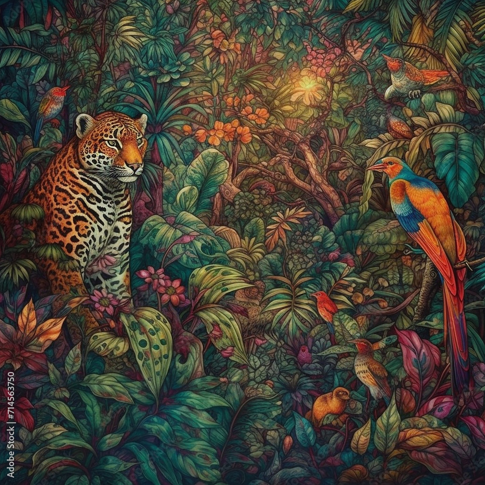detailed_jungle_scene_with_colorful_birds_leopard__pytho detailed_jungle_scene_with_colorful_birds_leopard__pytho