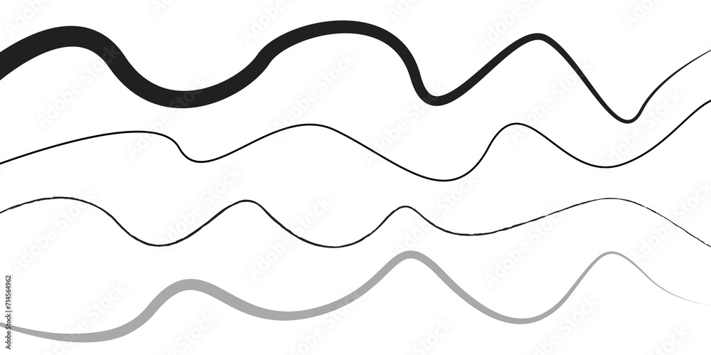 Thin line wavy abstract vector background. Curve wave seamless pattern. Line art striped graphic template. Vector illustration.Vector White background with black wavy lines. Black curved lines pattern Thin line wavy abstract vector background. Curve wave seamless pattern. Line art striped graphic template. Vector illustration.Vector White background with black wavy lines. Black curved lines pattern