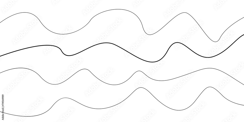 abstract wavy background. Thin line wavy background. Vector illustration. Vector black underlines, smooth end squiggly horizontal curvy squiggles. Thin dark lines on white. Editable stroke. abstract wavy background. Thin line wavy background. Vector illustration. Vector black underlines, smooth end squiggly horizontal curvy squiggles. Thin dark lines on white. Editable stroke.