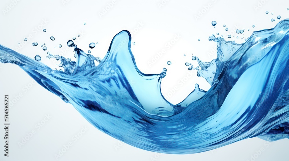 Obraz premium A Close-up of Blue water, spiral, liquid, splash, swirling wave, white isolated background.