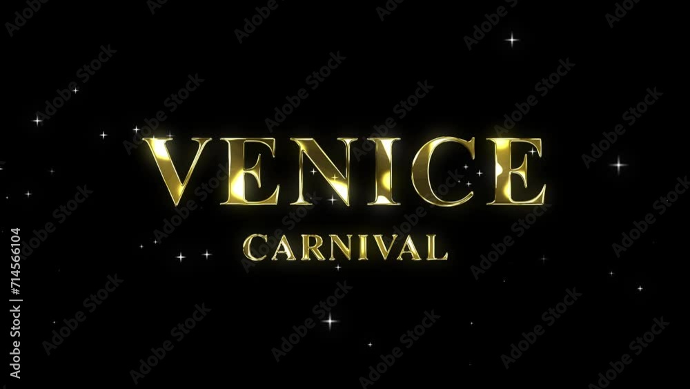venice carnival gold animated happy venice carnival gold with sparkling star alpha particles looping 4k