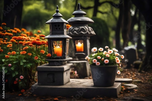 lantern with flowers