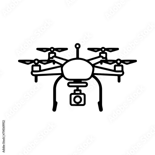 Minimalistic Black Line Drone with Camera Icon