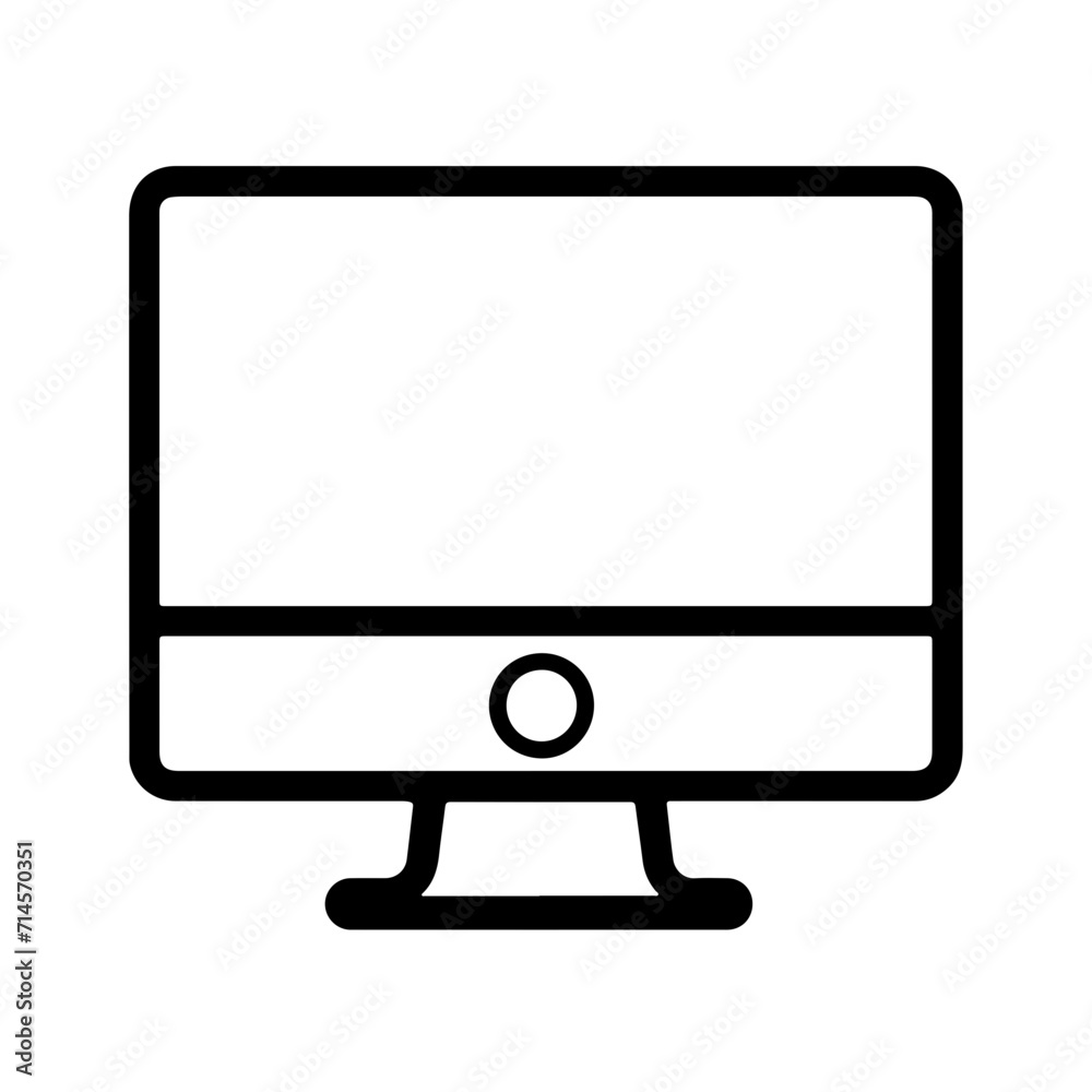 Black Line Computer Monitor Icon Black Line Computer Monitor Icon