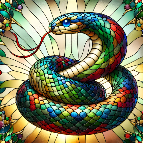 Stained glass snake