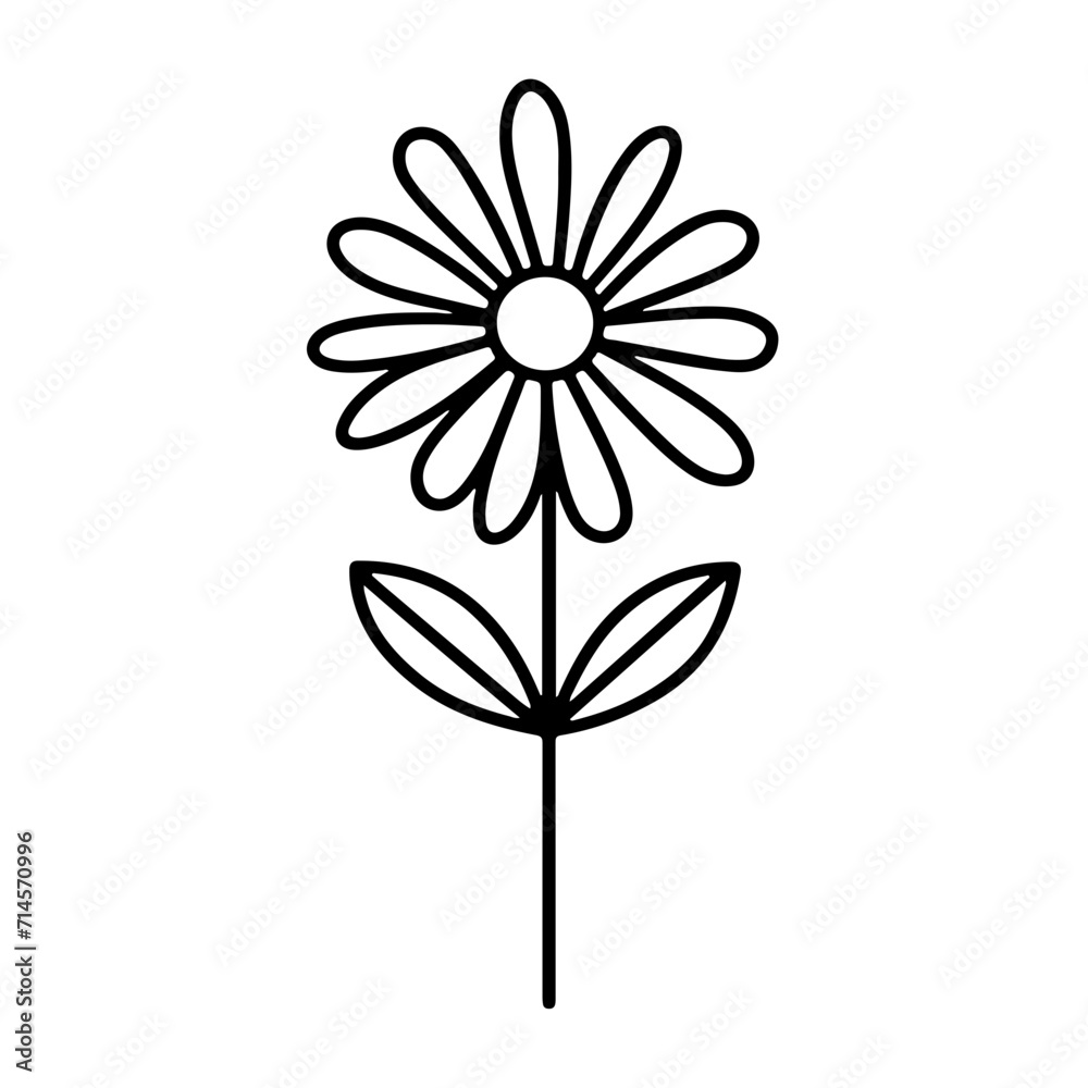 Black Line Daisy Icon Black Line Daisy Icon
